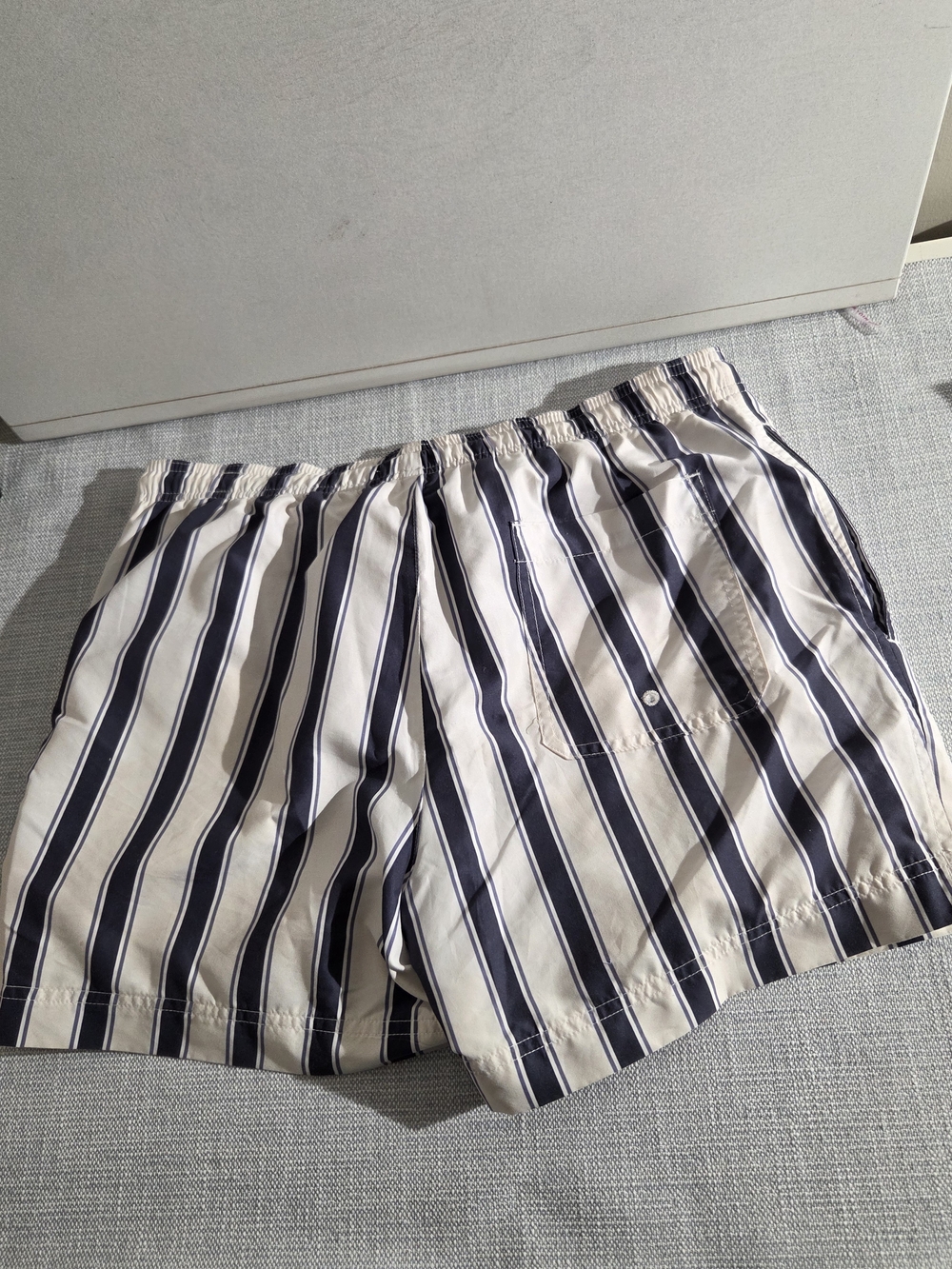 Pacsun Men's Striped Swim/Board Shorts in Navy and White